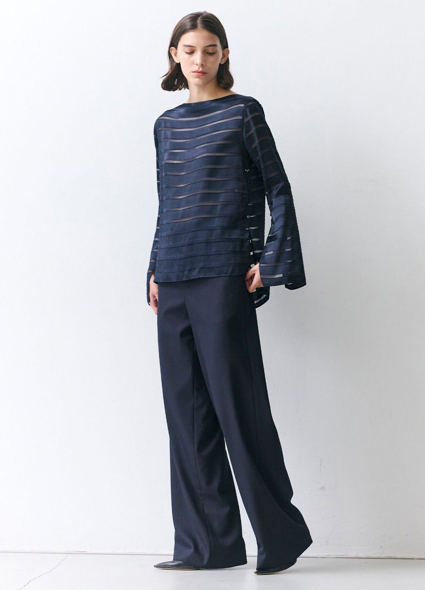 腰間釦飾海軍風寬褲